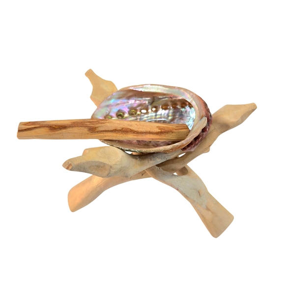 12pc Palo Santo Aromatic Premium Organic Holy Wood Abalon Shell Holder Stand Set - Picture 6 of 12